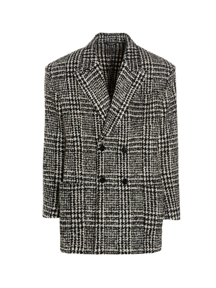 Dolce & Gabbana Houndstooth Double-Breasted Coat - Multi 1 Dolce & Gabbana Houndstooth Double-Breasted Coat - Multi