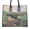 ( New Season ) Dolce & Gabbana Camouflage Pattern Logo Embroidered Tote Bag - Multi