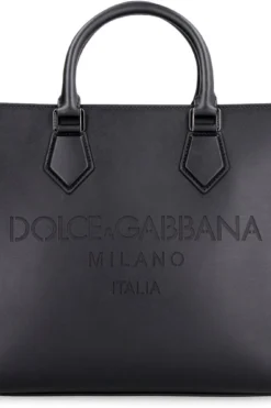 Dolce & Gabbana Logo-Embossed Strapped Tote Bag - Black