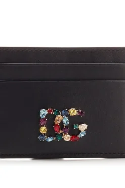 ( New Season ) Dolce & Gabbana DG Logo Embellished Card Holder - Black