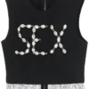 ( New Season ) Dolce & Gabbana Embellished Cropped Tank Top - Black