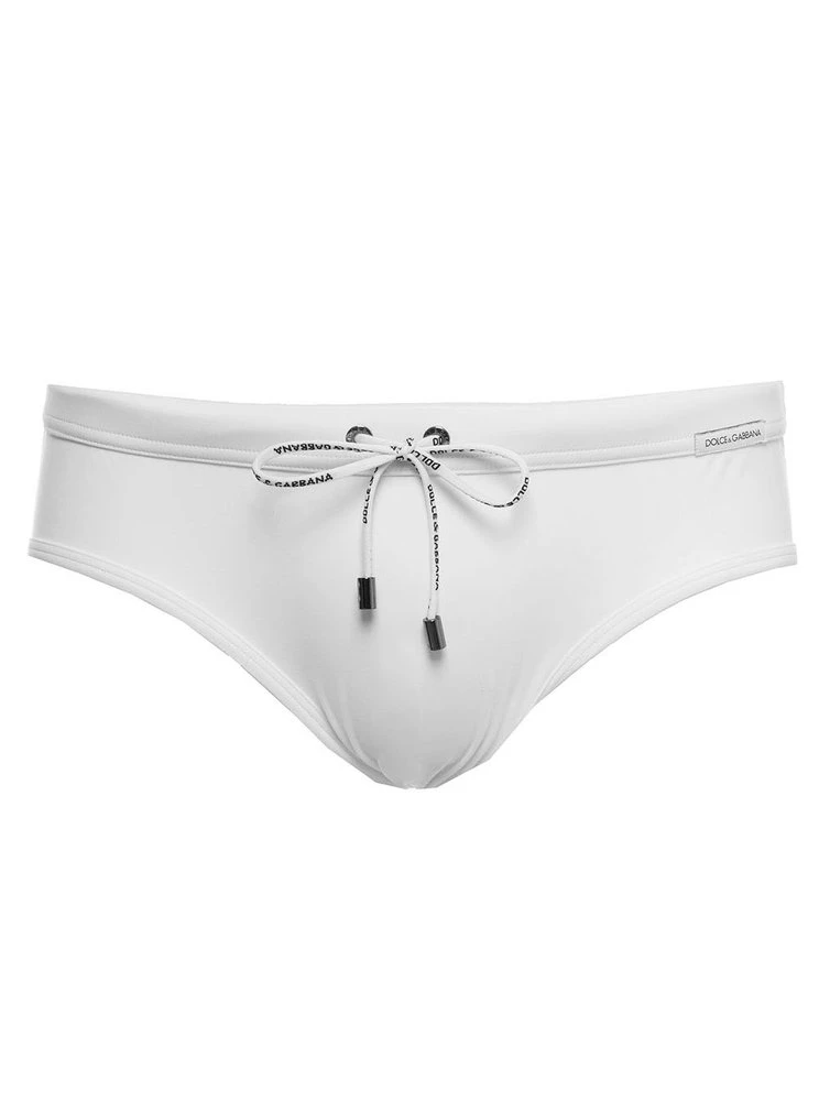 ( New Season ) Dolce & Gabbana Logo Detailed Drawstring Swim Shorts - White 1 ( New Season ) Dolce & Gabbana Logo Detailed Drawstring Swim Shorts - White