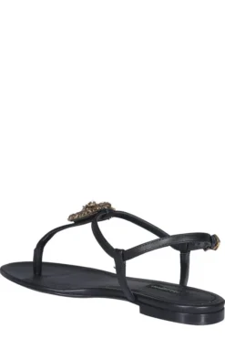 ( New Season ) Dolce & Gabbana Devotion T-Bar Sandals - Black -Cheap Vestureo Store e2f422bda0226cb27ad2dfd2ebe81173