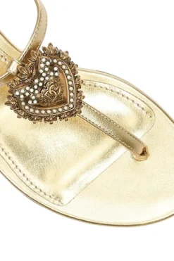 ( New Season ) Dolce & Gabbana Metallic Strap Sandals - Gold -Cheap Vestureo Store e3020406f0894f064e5707039e95920f