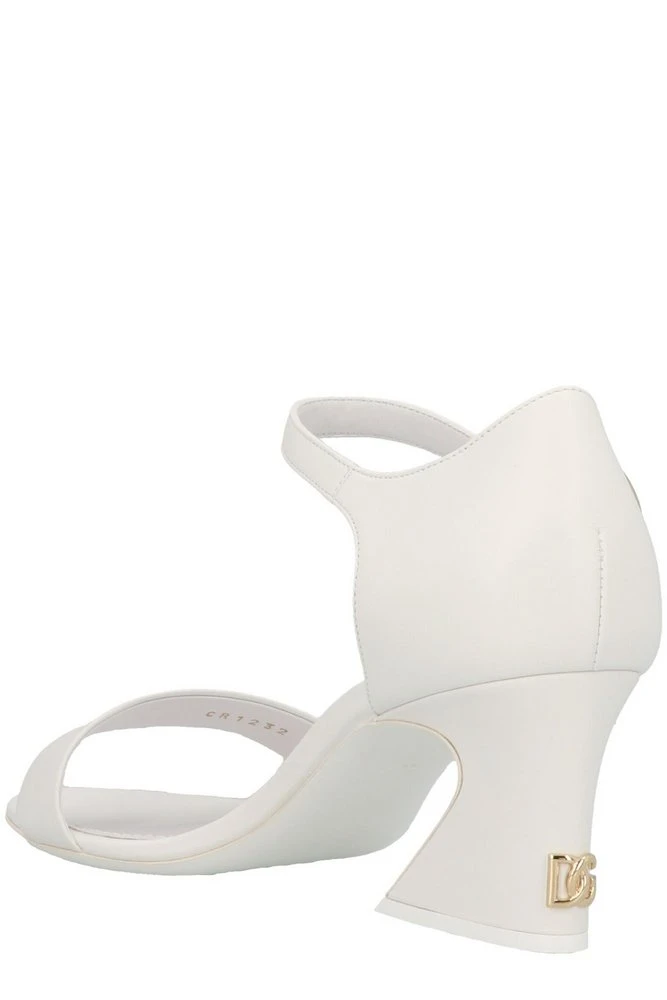( New Season ) Dolce & Gabbana Logo Plaque Heeled Sandals - White 2 ( New Season ) Dolce & Gabbana Logo Plaque Heeled Sandals - White - Image 2