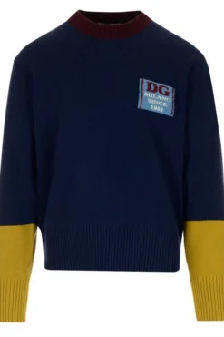 Dolce & Gabbana Logo Intarsia Jumper - Blue
