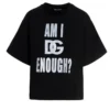 ( New Season ) Dolce & Gabbana Slogan Printed Crewneck T-Shirt - Black