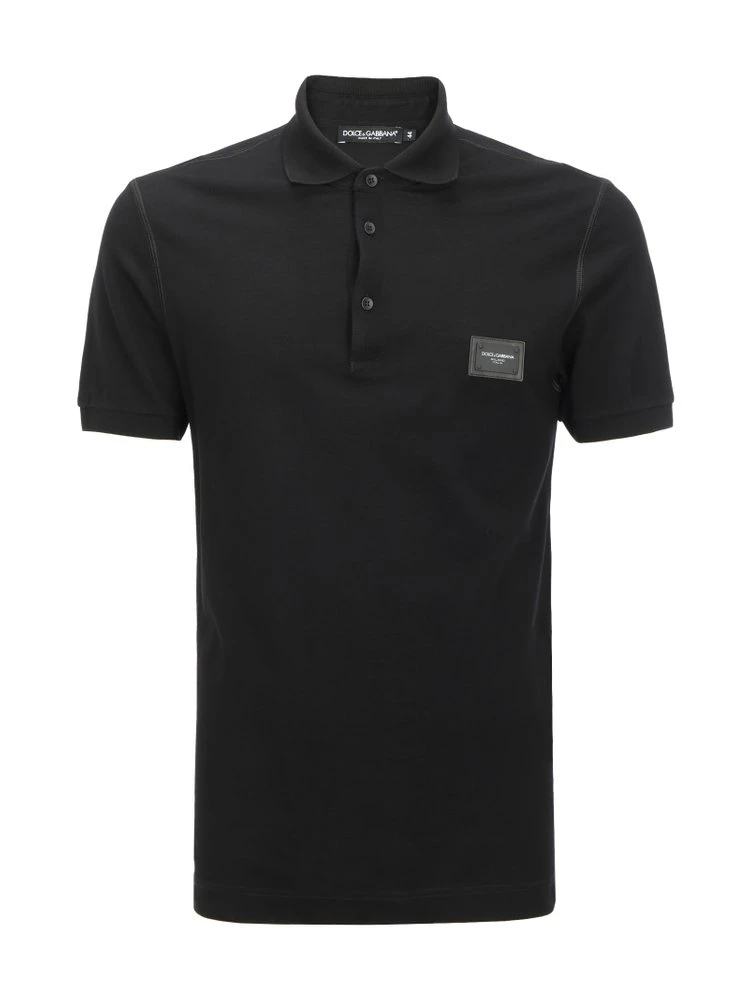 Dolce & Gabbana Logo Patch Polo Shirt - Black 1 Dolce & Gabbana Logo Patch Polo Shirt - Black