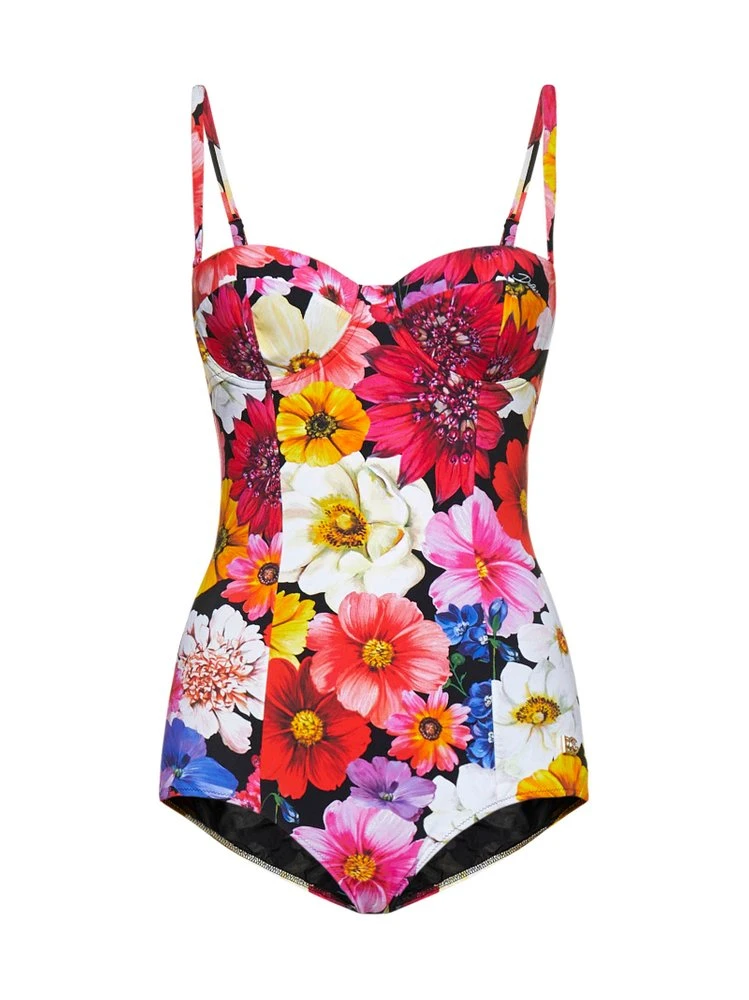 ( New Season ) Dolce & Gabbana Floral Print Unerderwire Cup One-Piece - Multi 1 ( New Season ) Dolce & Gabbana Floral Print Unerderwire Cup One-Piece - Multi