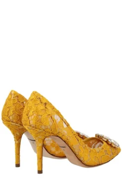 ( New Season ) Dolce & Gabbana Taormina Lace Embellished Pumps - Yellow -Cheap Vestureo Store e4f9ef0fb6071c44b32fddf51033b9d2