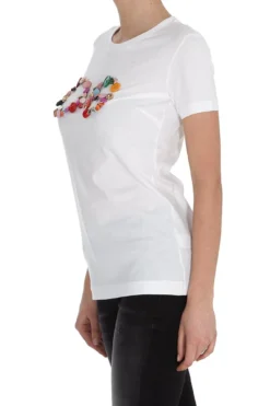 Dolce & Gabbana Embellished Logo T-Shirt - White -Cheap Vestureo Store e65960ed111439f36bfd12c2a37c930d