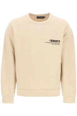 Dolce & Gabbana Graffiti Logo Printed Sweatshirt - Beige