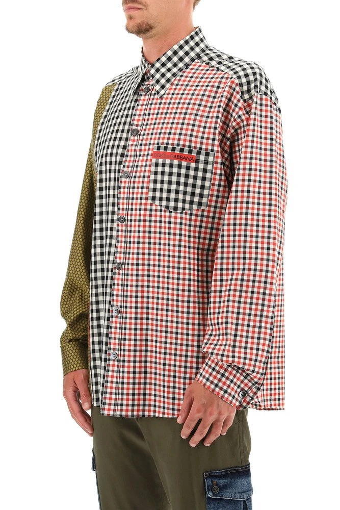 Dolce & Gabbana Oversized Gingham Patchwork Shirt - Multi 4 Dolce & Gabbana Oversized Gingham Patchwork Shirt - Multi - Image 4
