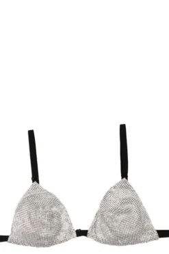 ( New Season ) Dolce & Gabbana Embellished Triangle Bra - Silver