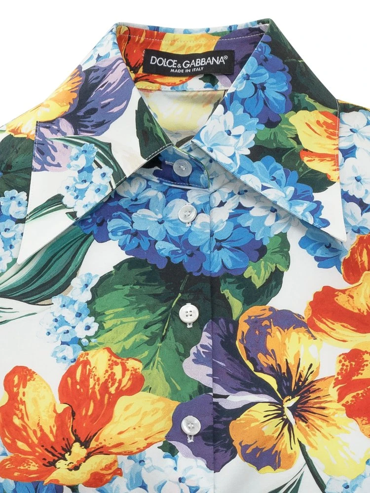 ( New Season ) Dolce & Gabbana Hydrangea-Print Poplin Shirt - Multi 3 ( New Season ) Dolce & Gabbana Hydrangea-Print Poplin Shirt - Multi - Image 3