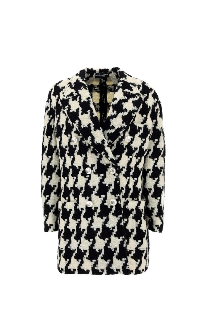 Dolce & Gabbana Houndstooth Double-Breasted Coat - Multi 1 Dolce & Gabbana Houndstooth Double-Breasted Coat - Multi
