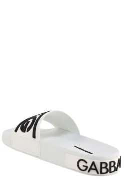 ( New Season ) Dolce & Gabbana Logo Embossed Beach Slides - White -Cheap Vestureo Store e78b13c8a350d4f3214a7061acfd317d