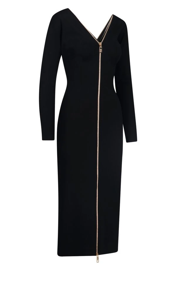 Dolce & Gabbana Zip-Up Midi Dress - Black 3 Dolce & Gabbana Zip-Up Midi Dress - Black - Image 3