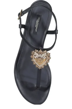( New Season ) Dolce & Gabbana Devotion T-Bar Sandals - Black -Cheap Vestureo Store e82528622d9f32b66972a25fe76d4458