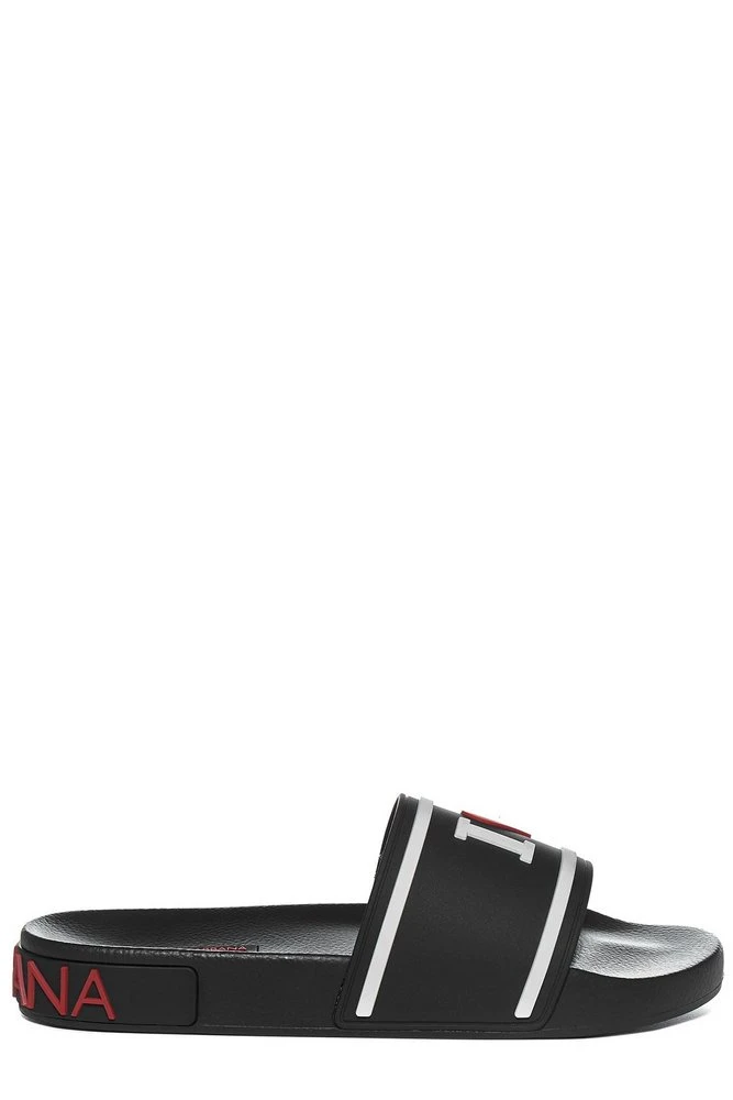 ( New Season ) Dolce & Gabbana I Love D&G Slide Sandals - Black 1 ( New Season ) Dolce & Gabbana I Love D&G Slide Sandals - Black