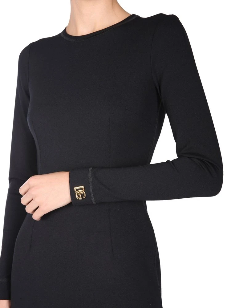 Dolce & Gabbana Logo Cuff Long-Sleeved Dress - Black 4 Dolce & Gabbana Logo Cuff Long-Sleeved Dress - Black - Image 4
