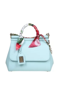 ( New Season ) Dolce & Gabbana Scarf Embellished Medium Sicily Bag - Blue