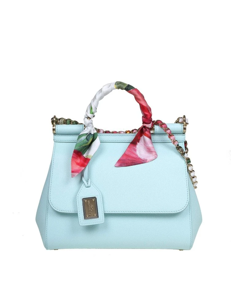 ( New Season ) Dolce & Gabbana Scarf Embellished Medium Sicily Bag - Blue 1 ( New Season ) Dolce & Gabbana Scarf Embellished Medium Sicily Bag - Blue