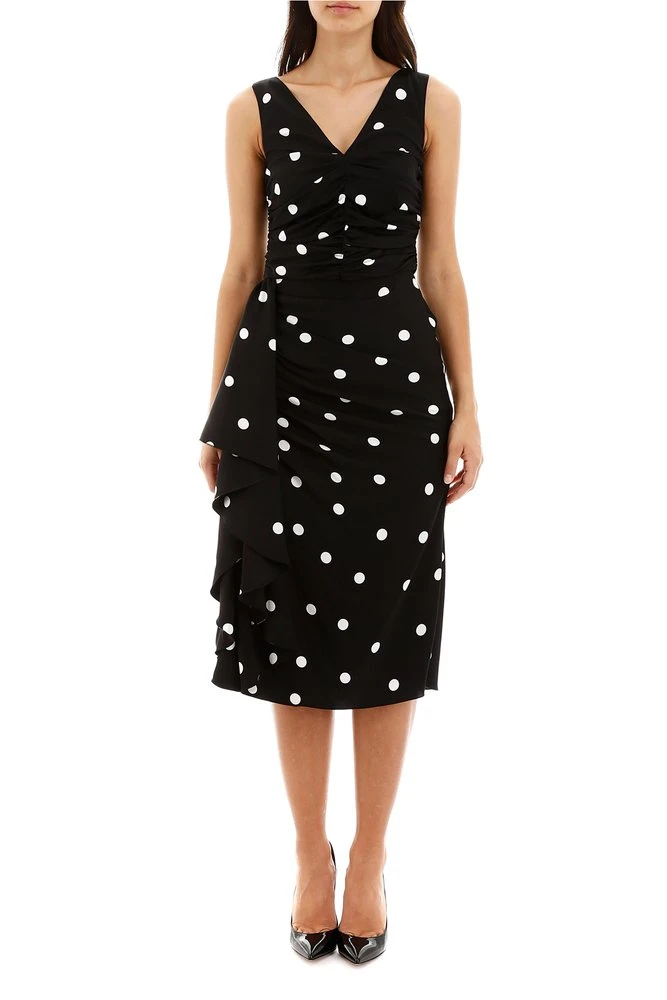 Dolce & Gabbana Polka-Dot Ruched Dress - Black 2 Dolce & Gabbana Polka-Dot Ruched Dress - Black - Image 2