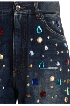 ( New Season ) Dolce & Gabbana Distressed Straight Leg Jeans - Blue -Cheap Vestureo Store ea8f83442db1f3a11fd230e9f30a9e15