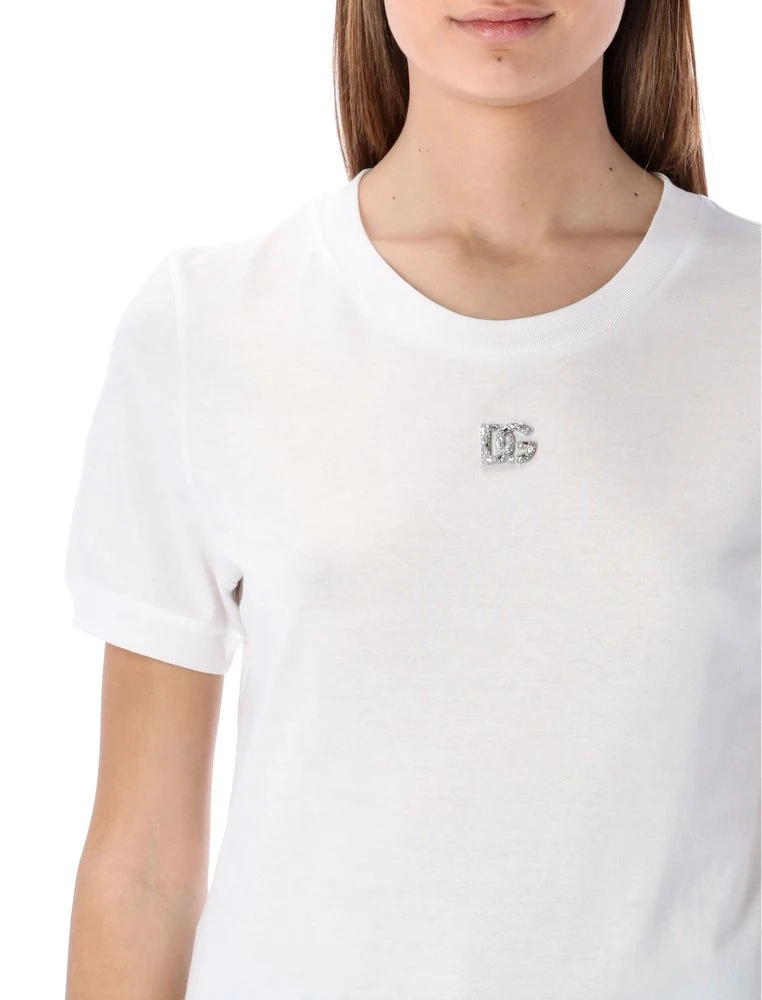 ( New Season ) Dolce & Gabbana Logo Plaque Crewneck T-Shirt - White 4 ( New Season ) Dolce & Gabbana Logo Plaque Crewneck T-Shirt - White - Image 4