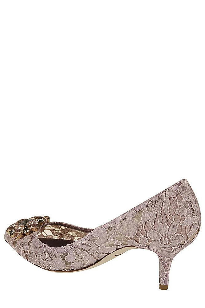 Dolce & Gabbana Taormina Lace Embellished Pumps - Pink 3 Dolce & Gabbana Taormina Lace Embellished Pumps - Pink - Image 3