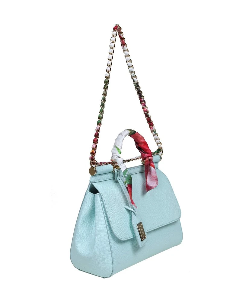 ( New Season ) Dolce & Gabbana Scarf Embellished Medium Sicily Bag - Blue 3 ( New Season ) Dolce & Gabbana Scarf Embellished Medium Sicily Bag - Blue - Image 3