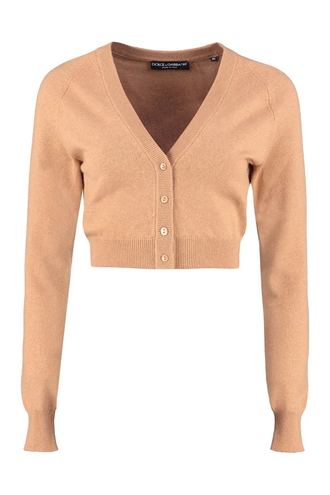 Dolce & Gabbana V-Neck Cropped Cardigan - Brown 1 Dolce & Gabbana V-Neck Cropped Cardigan - Brown