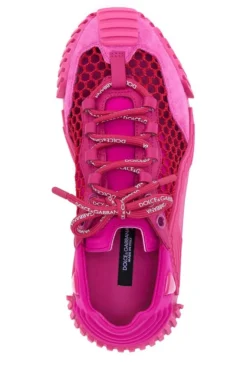 ( New Season ) Dolce & Gabbana Mesh Lace-Up Sneakers - Pink -Cheap Vestureo Store eaf2200fc6772ccf6cc420db6e7ed39e