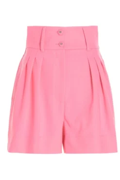 ( New Season ) Dolce & Gabbana High Waist Pleated Shorts - Pink