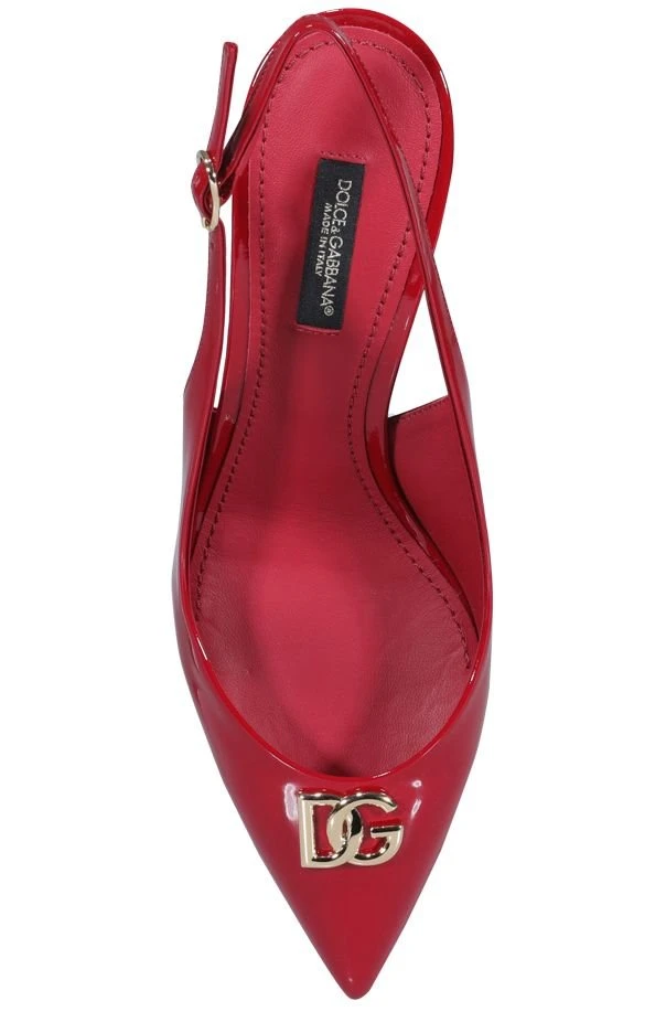 Dolce & Gabbana Logo Plaque Slingback Pumps - Red 4 Dolce & Gabbana Logo Plaque Slingback Pumps - Red - Image 4