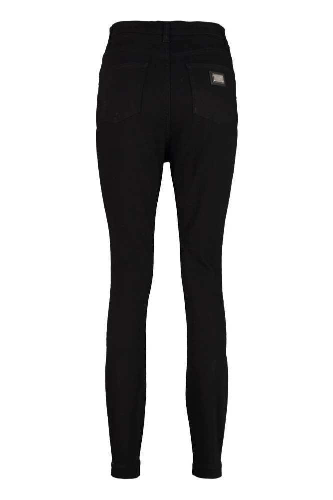 Dolce & Gabbana Logo Patch Slim-Cut Jeans - Black 2 Dolce & Gabbana Logo Patch Slim-Cut Jeans - Black - Image 2