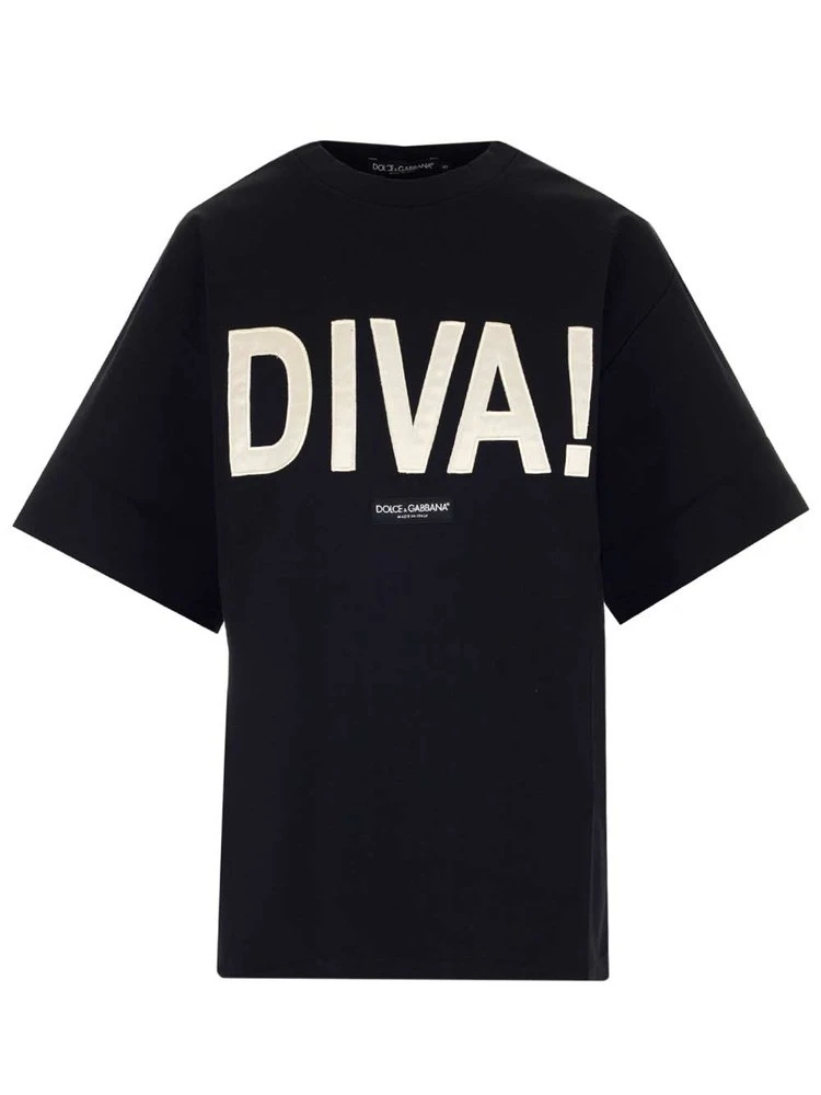 Dolce & Gabbana Diva Patch Jersey T-Shirt - Black 1 Dolce & Gabbana Diva Patch Jersey T-Shirt - Black