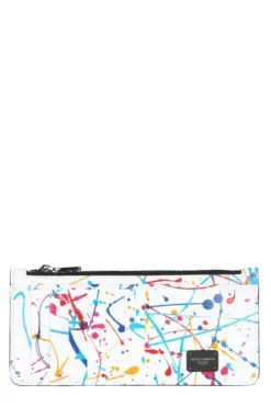 ( New Season ) Dolce & Gabbana Logo Plaque Abstract Print Zipped Wallet - Multi
