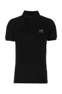 Dolce & Gabbana Logo Patch Polo Shirt - Black