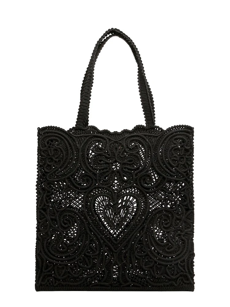 Dolce & Gabbana Beatrica Cordonetto Lace Medium Shopping Bag - Black 2 Dolce & Gabbana Beatrica Cordonetto Lace Medium Shopping Bag - Black - Image 2