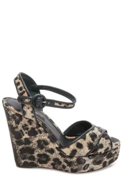 Dolce & Gabbana Jacquard Wedge Sandals - Multi