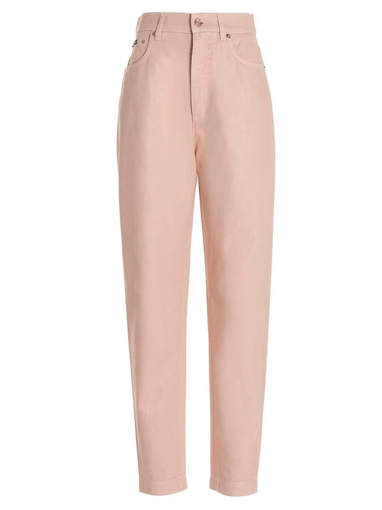 ( New Season ) Dolce & Gabbana High Waisted Tapered Jeans - Pink 1 ( New Season ) Dolce & Gabbana High Waisted Tapered Jeans - Pink