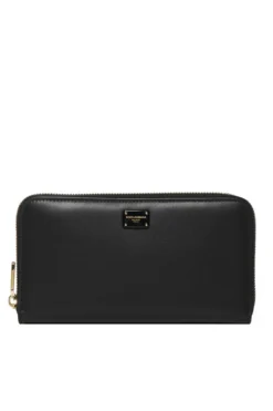 Dolce & Gabbana Logo Plaque Continental Wallet - Black
