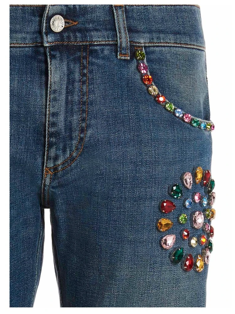 ( New Season ) Dolce & Gabbana Embellished Skinny Fit Jeans - Blue 3 ( New Season ) Dolce & Gabbana Embellished Skinny Fit Jeans - Blue - Image 3