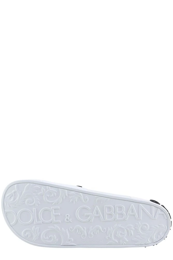 ( New Season ) Dolce & Gabbana Logo Printed Open-Toe Slides - White 4 ( New Season ) Dolce & Gabbana Logo Printed Open-Toe Slides - White - Image 4