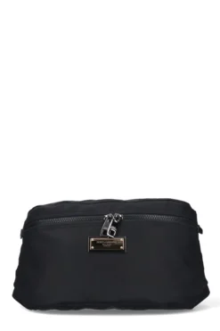 ( New Season ) Dolce & Gabbana Logo Plaque Belt Bag - Black