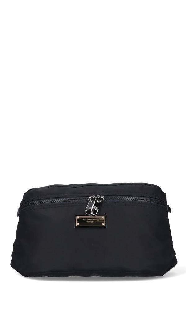 ( New Season ) Dolce & Gabbana Logo Plaque Belt Bag - Black 1 ( New Season ) Dolce & Gabbana Logo Plaque Belt Bag - Black