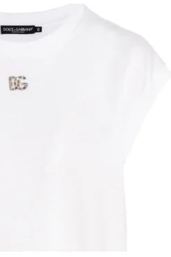 ( New Season ) Dolce & Gabbana DG Logo Embellished Jersey T-Shirt - White -Cheap Vestureo Store ee0cd90d9d461907bf2f4a6466e8e37e