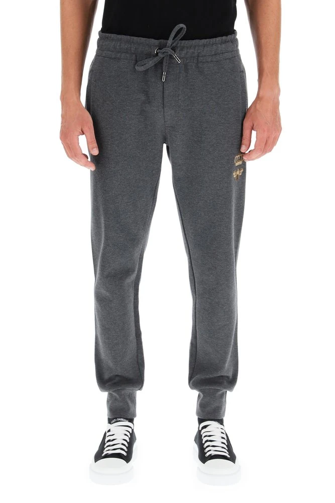 Dolce & Gabbana Bee Embroidered Jogger Pants - Grey 4 Dolce & Gabbana Bee Embroidered Jogger Pants - Grey - Image 4